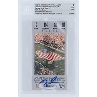 Tom Brady New England Patriots Autographed Super Bowl XXXVI Champs SB MVP Stub Beckett Fanatics Witnessed Authenticated Auto 10 Ticket from February 3, 2002