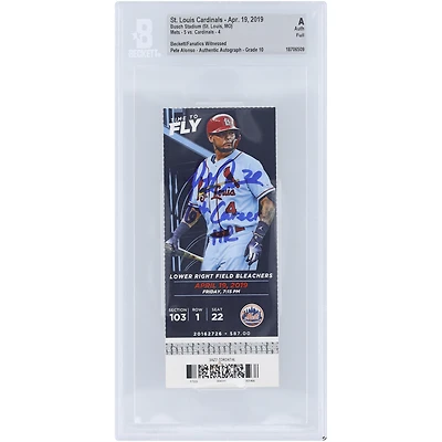 Pete Alonso New York Mets Autographed 6th Career HR Beckett Fanatics Witnessed Authenticated Auto 10 Ticket from April 19