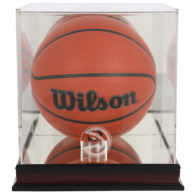 Atlanta Hawks Mahogany Team Logo Basketball Display Case with Mirrored Back