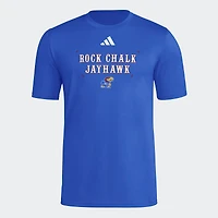 Men's adidas  Royal Kansas Jayhawks Locker Slogan Football Pre-Game T-Shirt