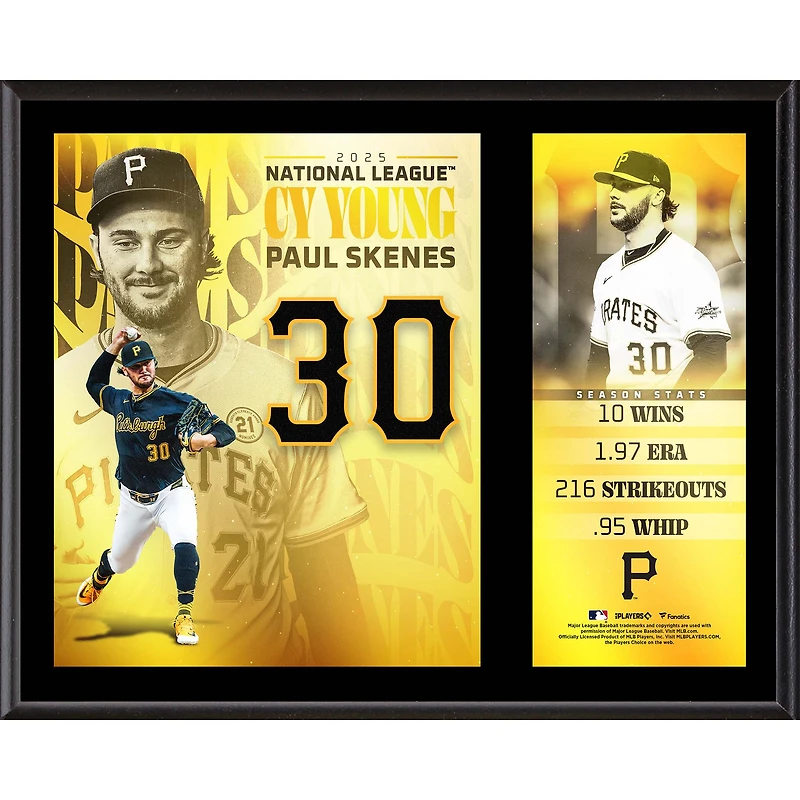 Paul Skenes Pittsburgh Pirates 12" x 15" 2025 National League Cy Young Sublimated Plaque