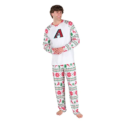 Men's Concepts Sport White Arizona Diamondbacks Tidings All-Over Print Knit Long Sleeve Top & Pants Set