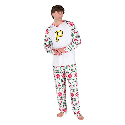 Men's Concepts Sport White Pittsburgh Pirates Tidings All-Over Print Knit Long Sleeve Top & Pants Set