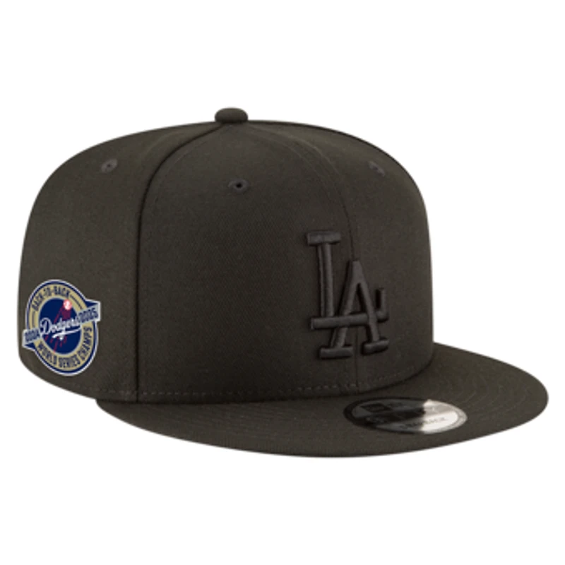 Men's New Era Black Los Angeles Dodgers 2024/25 Back-to-Back Champions Circle Side Patch 9FIFTY Snapback Hat