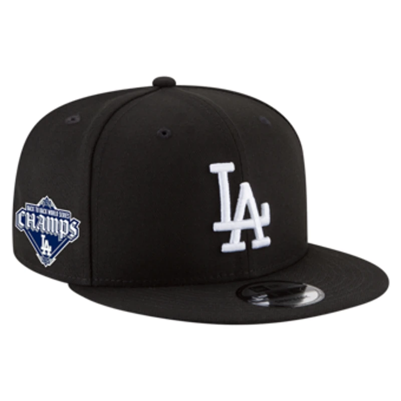Men's New Era Black Los Angeles Dodgers 2024/25 Back-to-Back Champions Diamond Side Patch 9FIFTY Snapback Hat