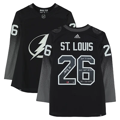 Martin St. Louis Tampa Bay Lightning Autographed Black Alternate adidas Jersey with Multiple Inscriptions - Limited Edition #5/5