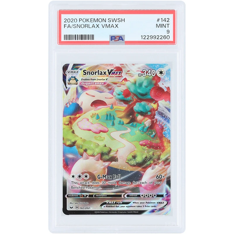 Snorlax VMAX 2020 Pokemon Sword & Shield Ultra Rare #142 PSA Authenticated 9 Card