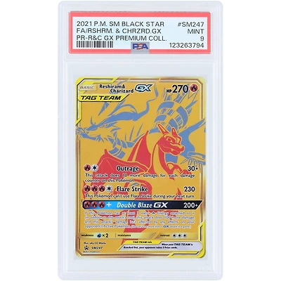 Reshiram & Charizard GX 2021 Pokemon Sun & Moon Promo Tag Team Promo #SM247 PSA Authenticated 9 Card