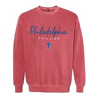 Women's Soft as a Grape  Red Philadelphia Phillies Pigment Dye Crewneck Sweatshirt