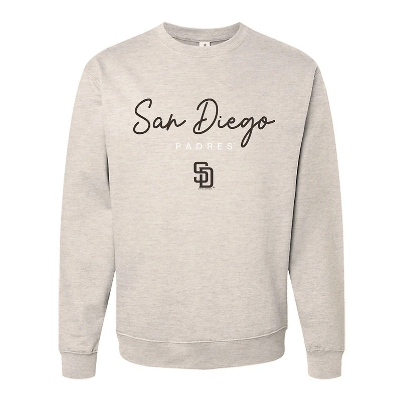 Women's Soft as a Grape Oatmeal San Diego Padres Pigment Dye Crewneck Sweatshirt