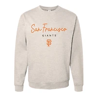 Women's Soft as a Grape  Oatmeal San Francisco Giants Pigment Dye Crewneck Sweatshirt