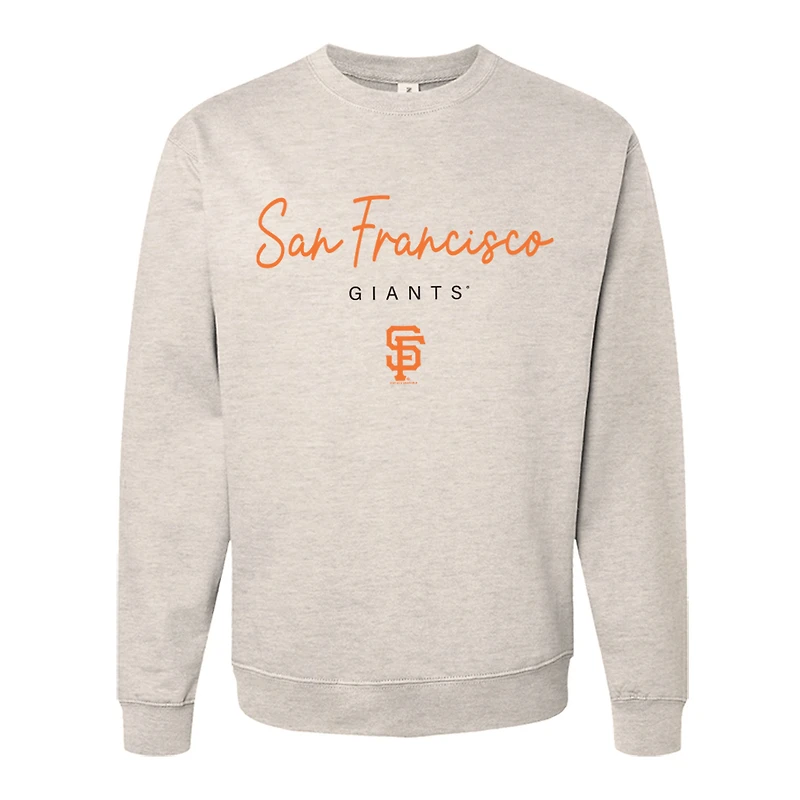 Women's Soft as a Grape Oatmeal San Francisco Giants Pigment Dye Crewneck Sweatshirt