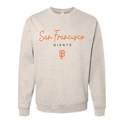 Women's Soft as a Grape  Oatmeal San Francisco Giants Pigment Dye Crewneck Sweatshirt