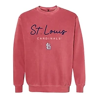 Women's Soft as a Grape  Red St. Louis Cardinals Pigment Dye Crewneck Sweatshirt