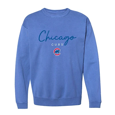 Women's Soft as a Grape Royal Chicago Cubs Pigment Dye Crewneck Sweatshirt