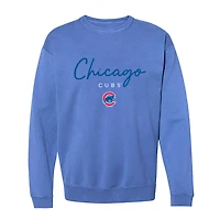 Women's Soft as a Grape  Royal Chicago Cubs Pigment Dye Crewneck Sweatshirt