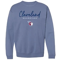 Women's Soft as a Grape  Navy Cleveland Guardians Pigment Dye Crewneck Sweatshirt