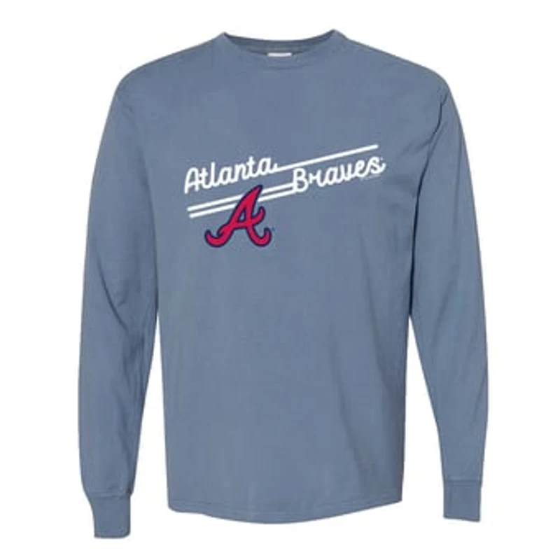Women's Soft as a Grape Navy Atlanta Braves Pigment Dye Long Sleeve T-Shirt
