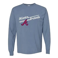 Women's Soft as a Grape  Navy Atlanta Braves Pigment Dye Long Sleeve T-Shirt