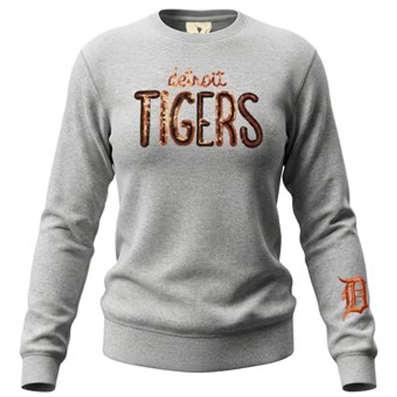 Women's Soft as a Grape  Heather Gray Detroit Tigers Nantucket Sequin Fleece Sweatshirt