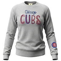 Women's Soft as a Grape  Heather Gray Chicago Cubs Nantucket Sequin Fleece Sweatshirt