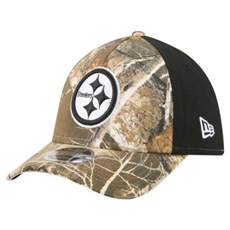 Men's New Era Camo/Black Pittsburgh Steelers Team Collection RealTree 39THIRTY M-Crown A-Frame Flex Hat