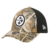 Men's New Era Camo/Black Pittsburgh Steelers Team Collection RealTree 39THIRTY M-Crown A-Frame Flex Hat