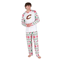 Men's Concepts Sport White Cleveland Cavaliers Tidings All-Over Print Knit Long Sleeve Top & Pants Set