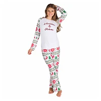 Women's Concepts Sport White Houston Rockets Tidings All-Over Print Knit Long Sleeve Top & Pants Set