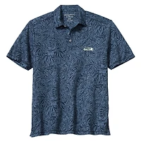 Men's Tommy Bahama College Navy Seattle Seahawks IslandZone Wild Hibiscus Tri-Blend Polo