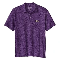 Men's Tommy Bahama Purple Baltimore Ravens IslandZone Wild Hibiscus Tri-Blend Polo