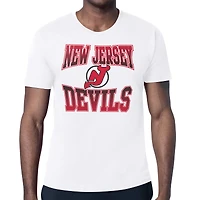 Men's Starter White New Jersey Devils Comic Style Team Graphic T-Shirt