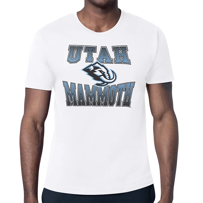 Men's Starter White Utah Mammoth Comic Style Team Graphic T-Shirt