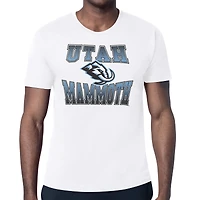Men's Starter White Utah Mammoth Comic Style Team Graphic T-Shirt