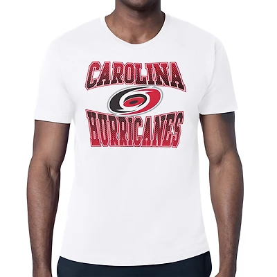 Men's Starter White Carolina Hurricanes Comic Style Team Graphic T-Shirt