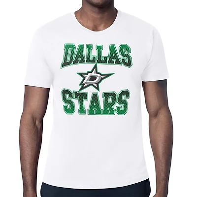Men's Starter White Dallas Stars Comic Style Team Graphic T-Shirt