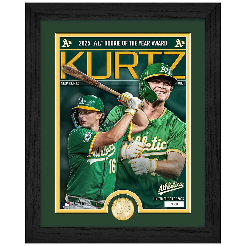 Highland Mint Nick Kurtz Athletics 2025 American League Rookie of the Year 13" x 16" Bronze Coin Photo Mint