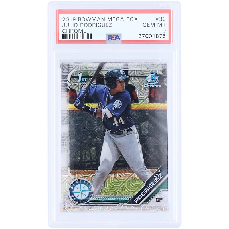 Julio Rodriguez Seattle Mariners 2019 Bowman Chrome Mega Box 1st Bowman #BCP-33 PSA Authenticated 10 Card