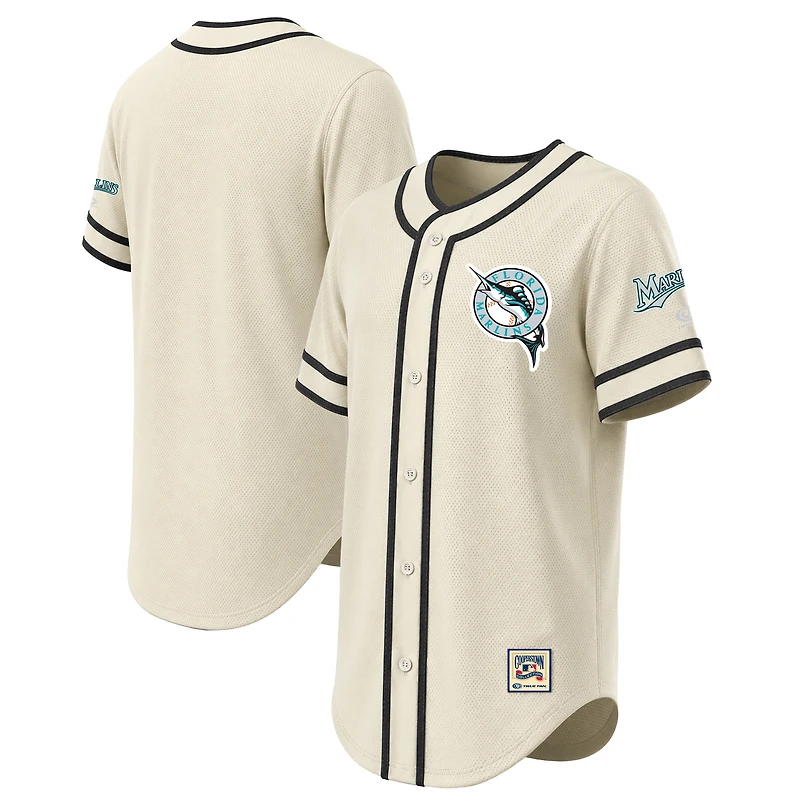 Men's Stitches Natural Miami Marlins Throwback Fashion Jersey