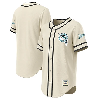Men's Stitches Natural Miami Marlins Throwback Fashion Jersey
