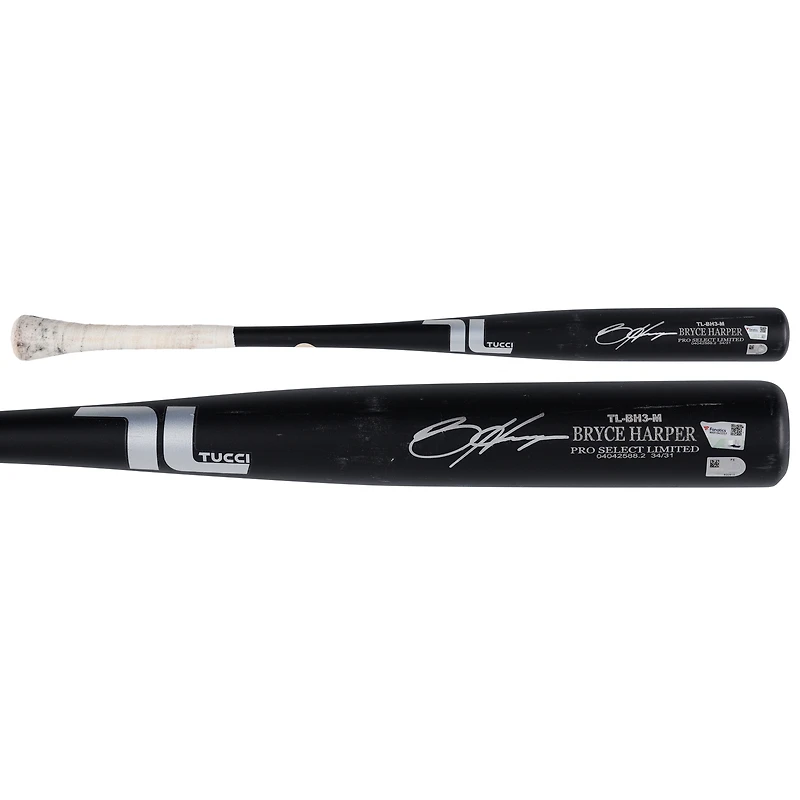 Bryce Harper Philadelphia Phillies Autographed Game-Used Black Tucci Bat from the 2025 MLB Season