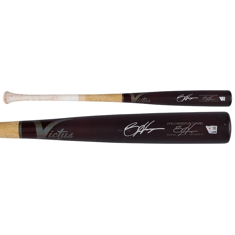 Bryce Harper Philadelphia Phillies Autographed Game-Used Tan/Wine Victus Bat from the 2025 MLB Season - HH98516160