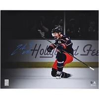 Zach Werenski Columbus Blue Jackets Autographed 16" x 20" Navy Jersey Celebration Spotlight Photograph