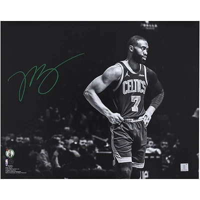 Jaylen Brown Boston Celtics Autographed 16" x 20" Black & White Photograph - Signed in Green Ink