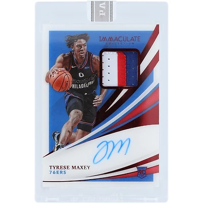 Tyrese Maxey Philadelphia 76ers Autographed 2020-21 Panini Immaculate Collection Tri-Color Relic RPA White Box #135 #1/1 Rookie Card