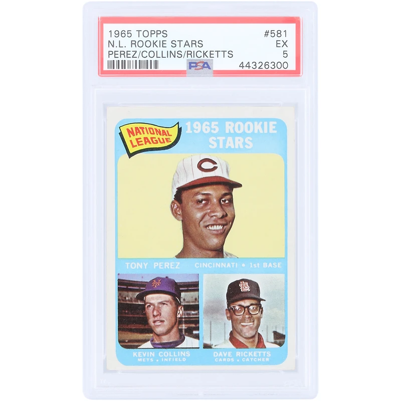 Tony Perez, Kevin Collins & Dave Ricketts 1965 Topps #581 PSA Authenticated 5 Rookie Card