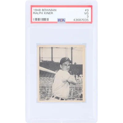 Ralph Kiner Pittsburgh Pirates 1948 Bowman #3 PSA Authenticated 3 Rookie Card