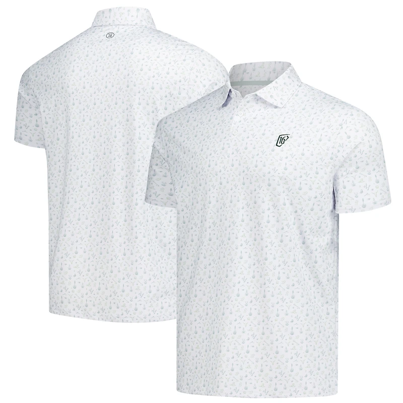 Men's Barstool Golf White WM Phoenix Open Printed Polo