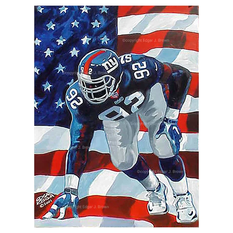 Deacon Jones Foundation Michael Strahan New York Giants 24" x 16" Fine Art Print by Artist Edgar Brown