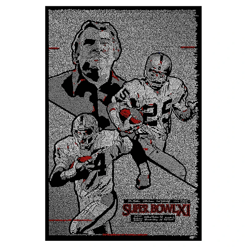 Deacon Jones Foundation John Madden, Willie Brown, Fred Biletnikoff Las Vegas Raiders 24" x 36" Super Bowl XI Fine Art Print by Artist Reilly Kawaasaki